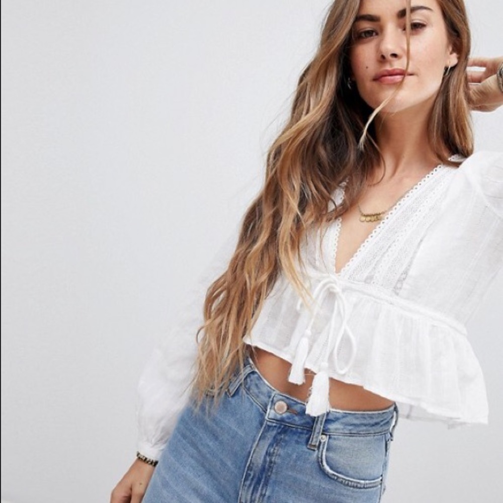 Free People Oberoi Boho Cropped Blouse